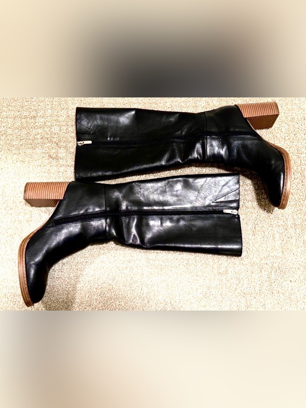 Marc Fisher Women's Black Gabey2 Leather Knee High Boots Size 8.5 M Block Heel - Picture 6 of 11